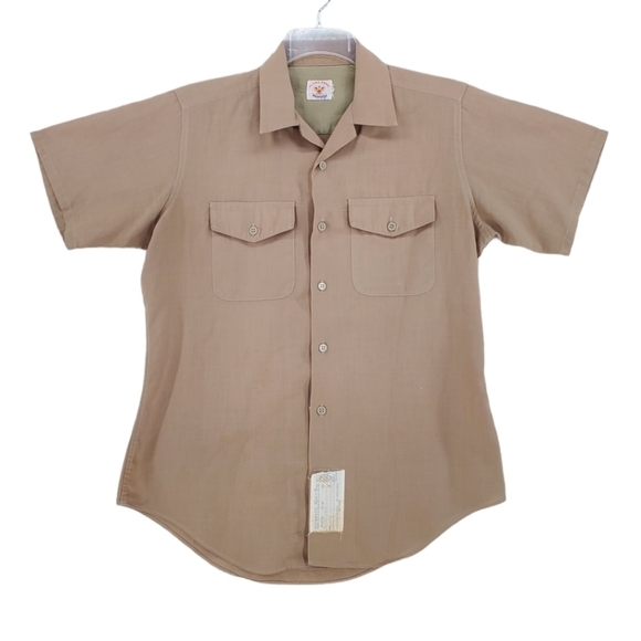 Flying Cross Shirt Safari Garage Khaki Brown Button Up Womens 9 Vtg Wash ‘em Ups - Picture 1 of 9